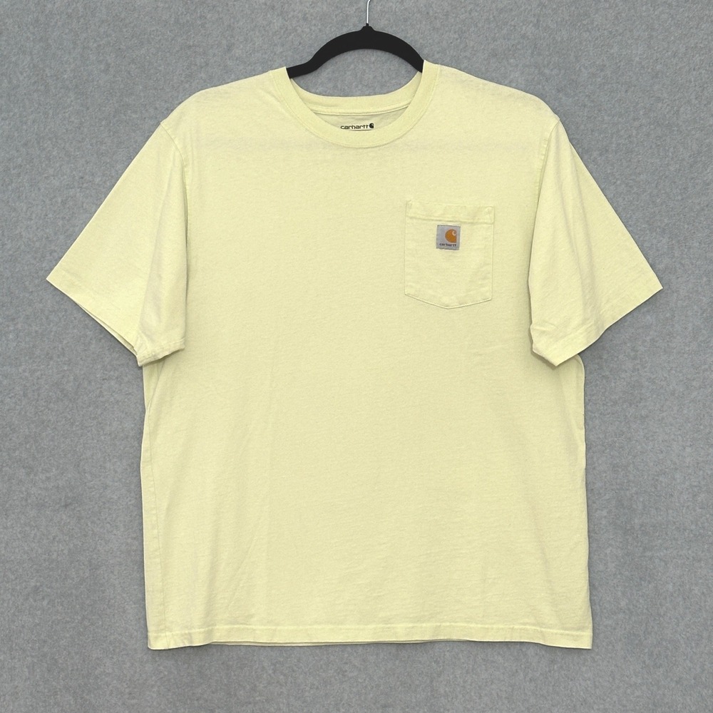 Carhartt K87 Loose Fit Heavyweight Pocket T-Shirt Pale Yellow Mens XL